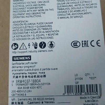 SIEMENS SIRIUS soft starter 3RW4037-1BB04