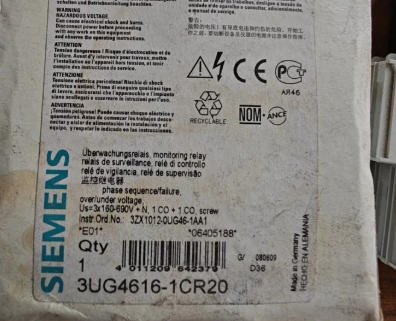 SIEMENS 3UG4616-1CR20 digital monitoring switch relay