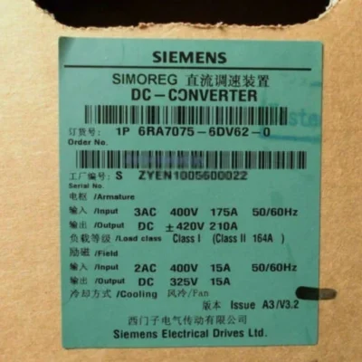 6RA7075-6DV62-0 Siemens controlling DC motors