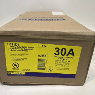 H321DS Square D 30 Amp 240V 3 Pole Fusible Stainless Steel Disconnect Switch New