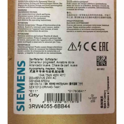 3RW4055-6BB44 NEW SIEMENS 3RW4055-6BB44 SIRIUS soft starter 75 kW 3RW40556BB44
