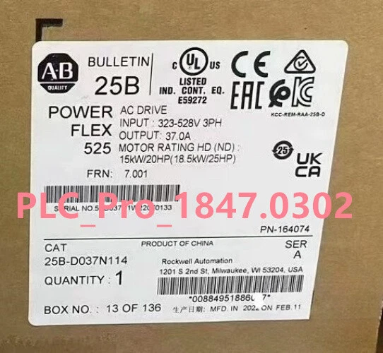 NEW Allen-Bradley 25B-D037N114 PowerFlex 525 18.5kW (25Hp) AC Drive 3 Phase 1 NEW Allen-Bradley 25B-D037N114 PowerFlex 525 18.5kW (25Hp) AC Drive 3 Phase