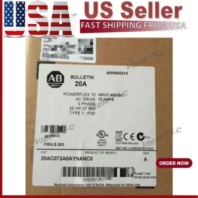 Allen Bradley 20AC072A0AYNANC0 PowerFlex 70 AC Drive 72 A 37 kW 20A