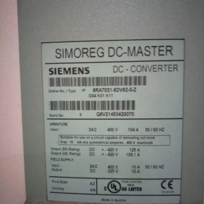 SIEMENS 6RA7091-6DV62-0-Z Master Converter