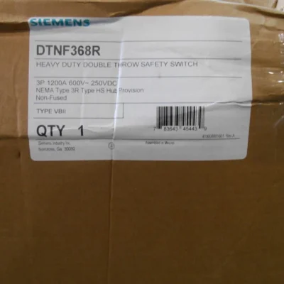 Siemens DTNF368R Double Throw transfer Switch 3P 1200 A amp 3R Enclosure NEW
