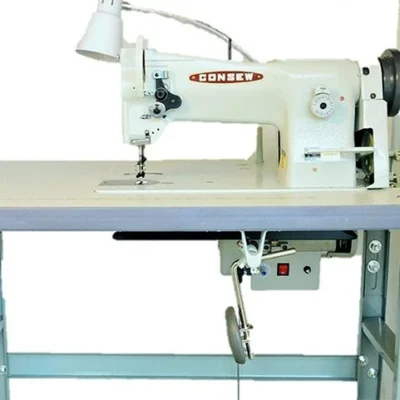 New Consew 206RB-5 Upholstery Sewing Machine, Stand, Servo Motor & LED Lamp