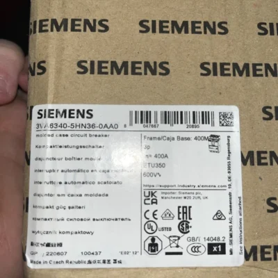 New Siemens 3VA6340-5HN36-0AA0 3-Pole Molded Case Circuit Breaker 400A 600V
