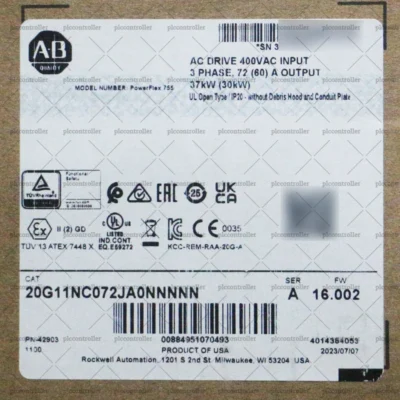 New Allen Bradley 20G11NC072JA0NNNNN PowerFlex 755 AC Drive 37kW ND, 30kW HD