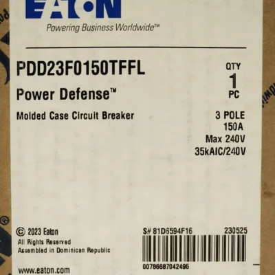 EATON PDD23F0150TFFL 3 Pole 150 AMP Type PDD2 POWER Defense Circuit Breaker