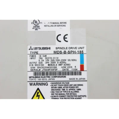 Used Mitsubishi AC Spindle Drive MDS-B-SP-185 With 6 Months Warranty MDSBSP185