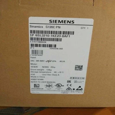 6SL3210-1KE23-8AF1 NEW SIEMENS SINAMICS G120C Rated Power 6SL3 210-1KE23-8AF1