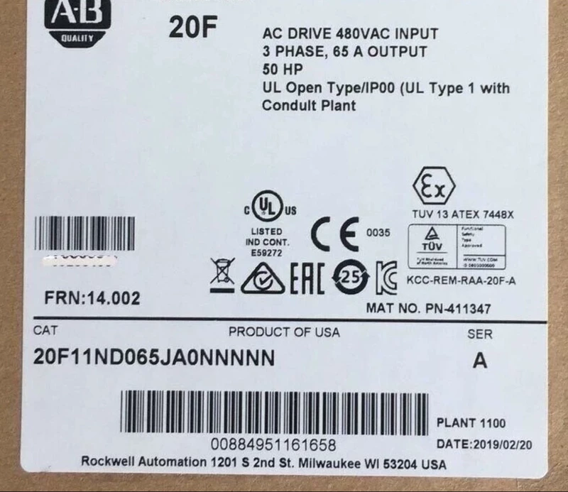 20F11ND065JA0NNNNN Allen-Bradley AC Drive for Industrial Use