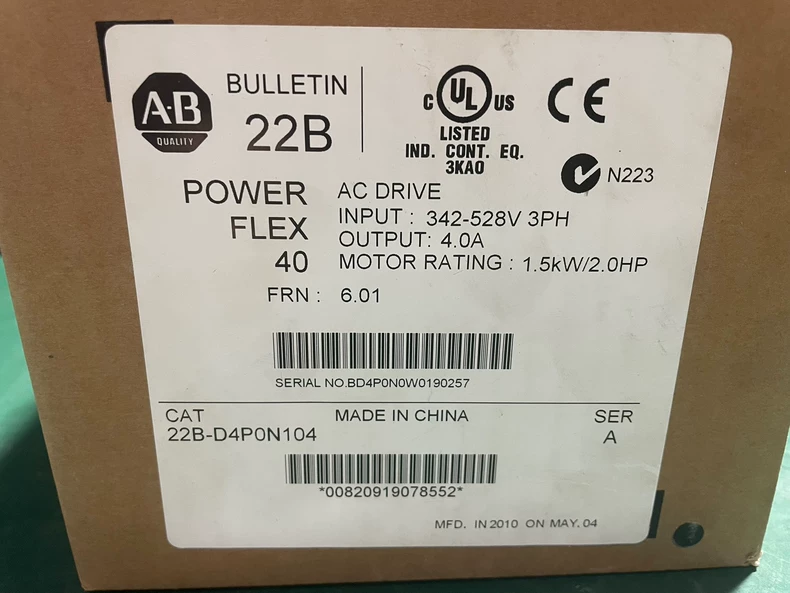 Reliable Allen-Bradley VFD 22B-D4P0N104 for Motors