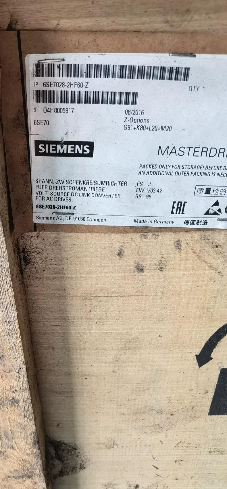 6SE7028-2HF60-Z SIEMENS Inverter - Variable Frequency Drive