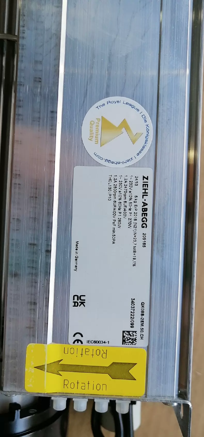 Ziehl-Abegg Cross-Flow Fan Model QK08B-2EM.50.CH Efficient Cooling