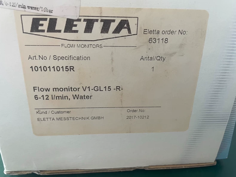 ELETTA Flow Switch 101011015R V1-GL15-R-6-12 - Precise