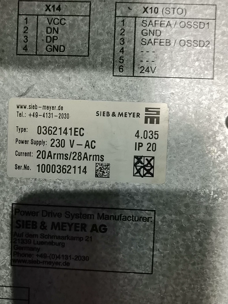Sieb & Meyer 0362141EC Spindle Drive for CNC Machines