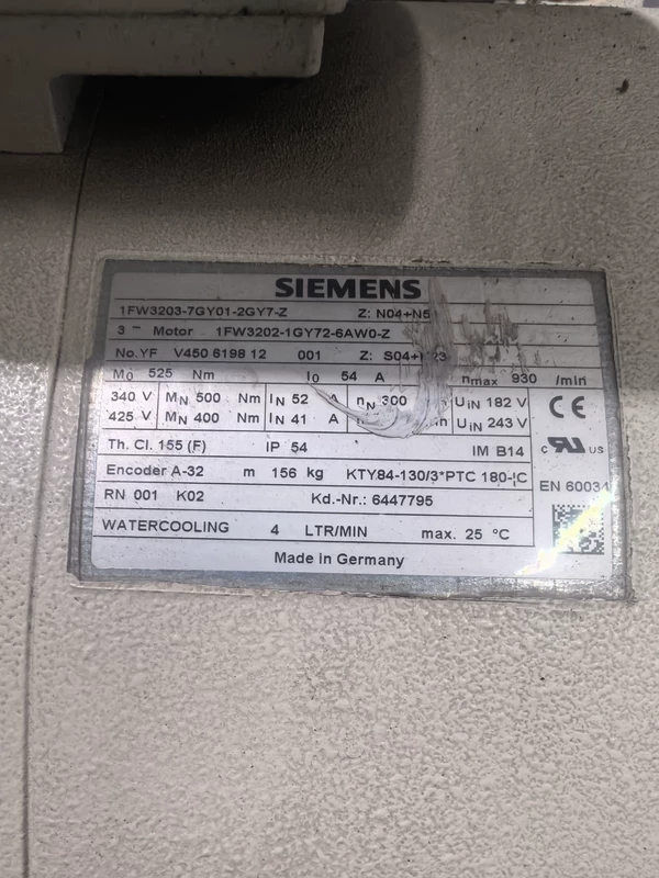 SIEMENS 1FW3203-7GY01-2GY7-Z Torque Motor for Precision