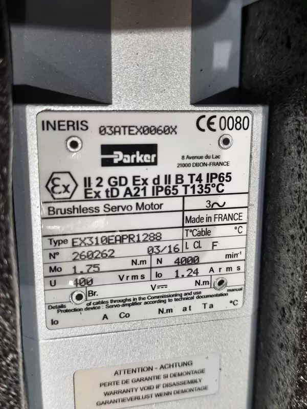 Parker EX310EAPR1288 260262 Brushless Servo Motor for Automation - Image 3