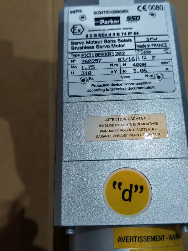 Parker EX310EEKR1202 Brushless Servo Motor 1.2kW - Image 3