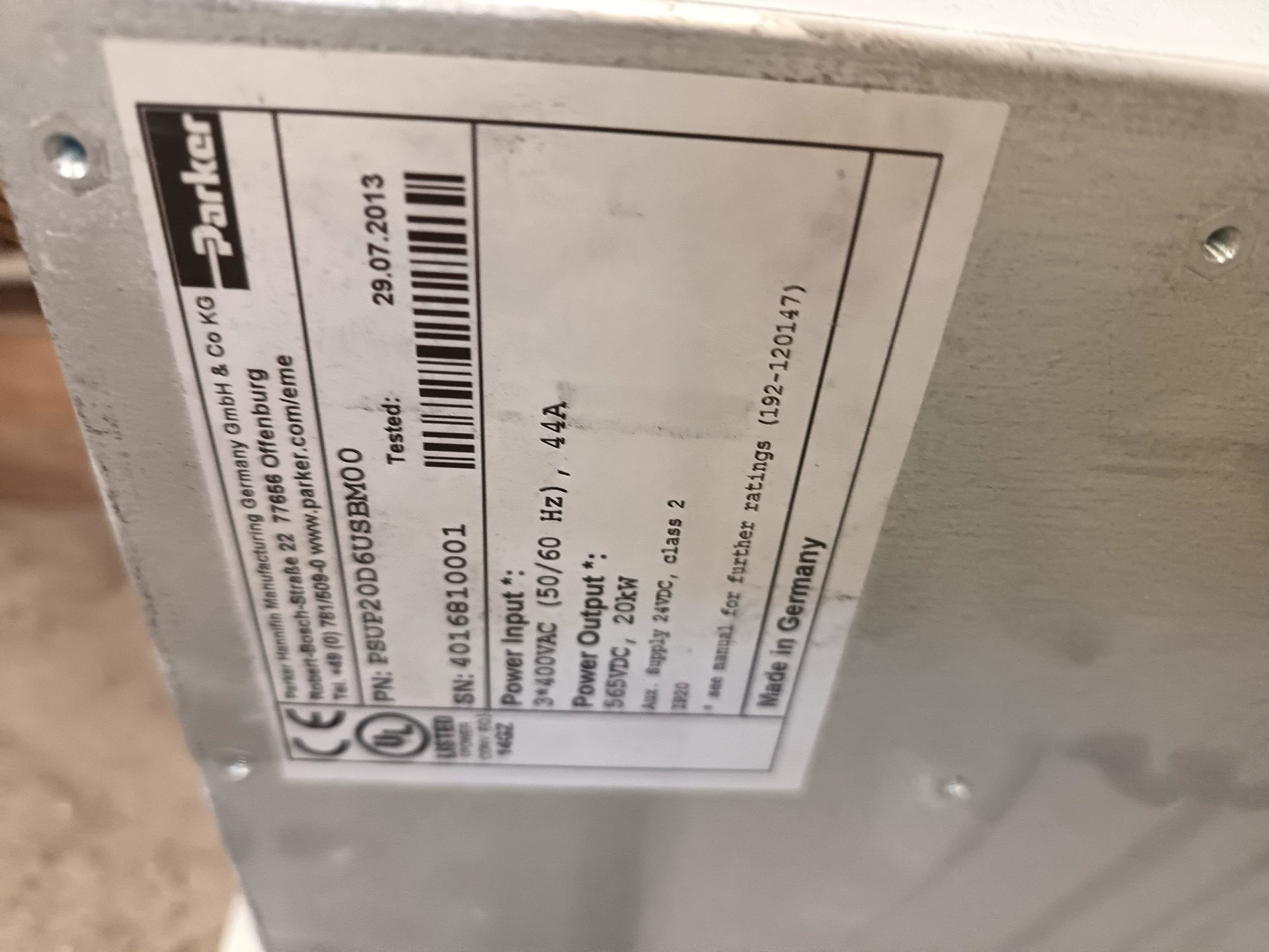 Parker PSUP20D6USBM00 Power Supply Unit 24V DC 20A - Image 3