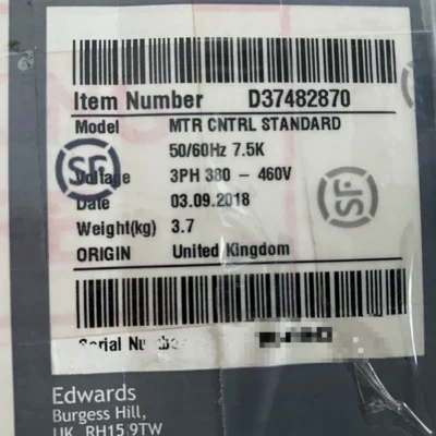 Edwards D37482870 MTR CNTRL STANDARD Conveyor Use