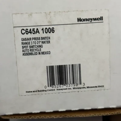 Honeywell C645A 1006 Air Pressure Switch Control System