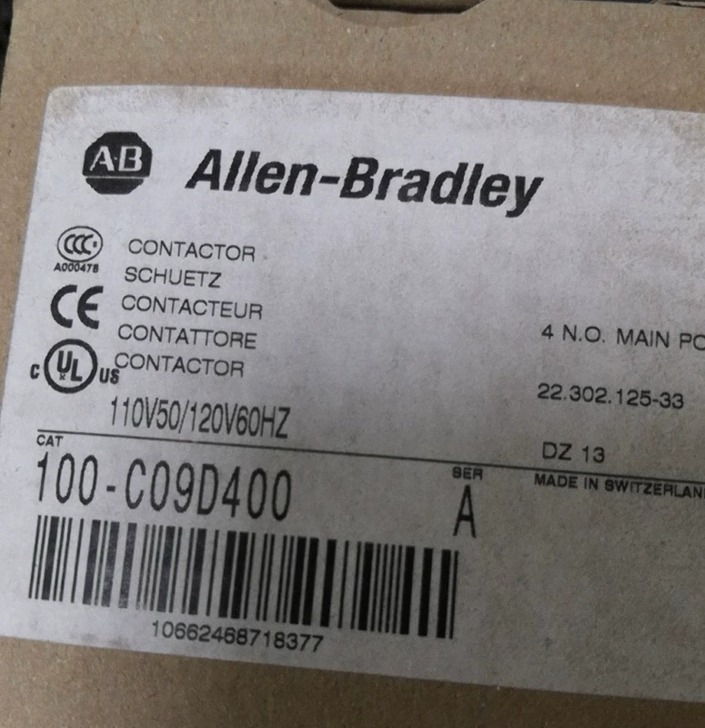 Industrial Contactor Allen-Bradley 100-C09D400 9A AC