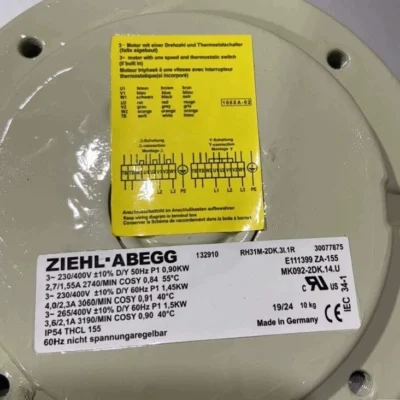 ZIEHL-ABEGG RH31M-2DK.3I.1R Radial Fan for Industrial Use